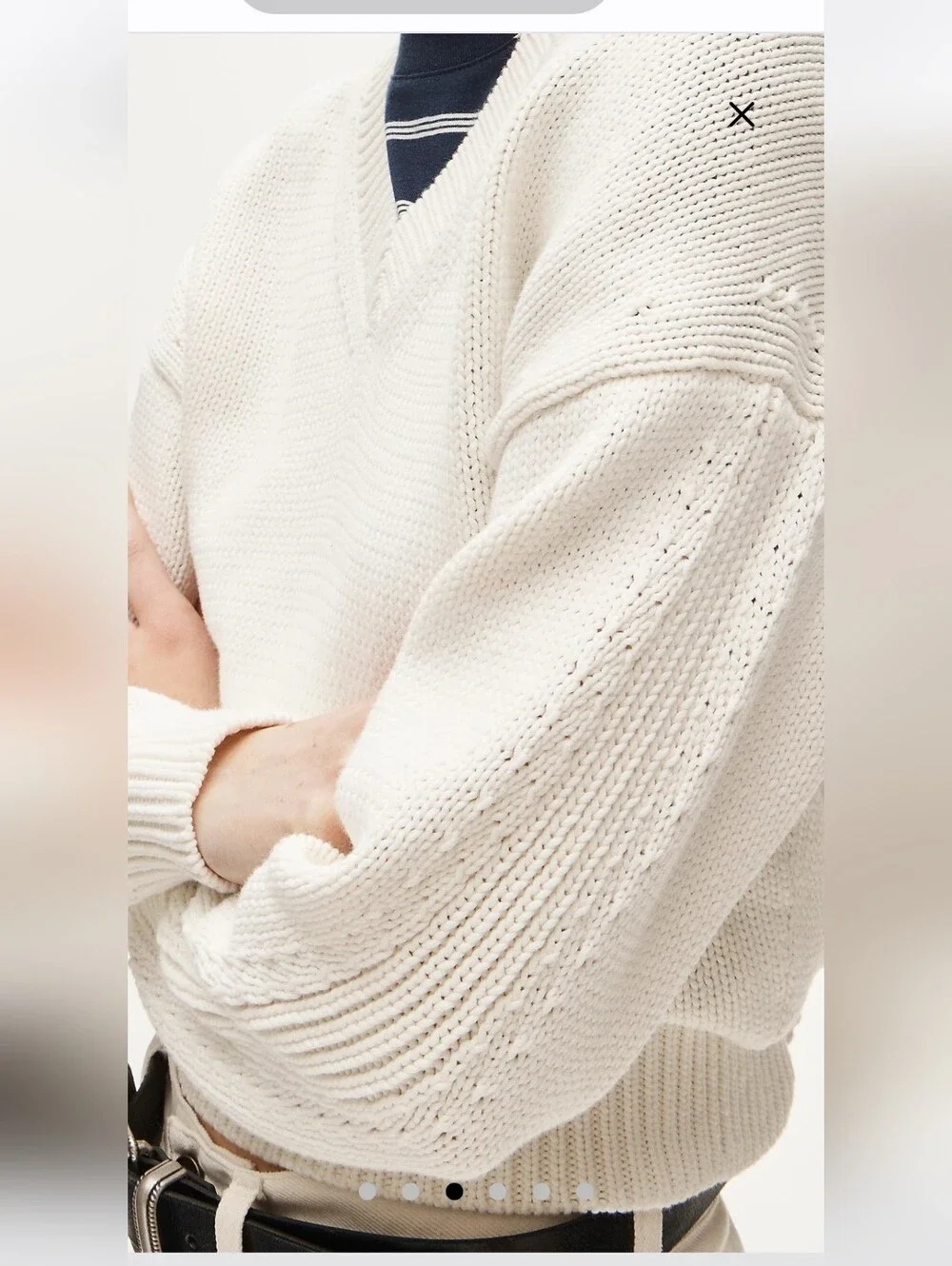 J.Crew Women’s Cotton-blend V-neck pullover sweater Cropped Sz L $118 Ivory